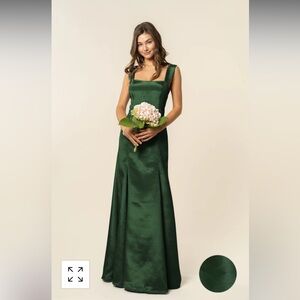 Lulakate Forest Shantung Beckett Trumpet Skirt Bridesmaid Dress